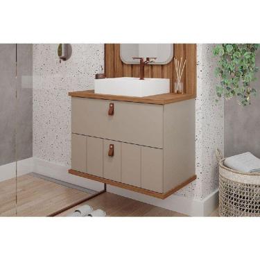 Imagem de Gabinete De Banheiro Balcão Milano 1 Porta E 1 Gaveta Com cuba 80cm Cappuccino-freijo - Mgm