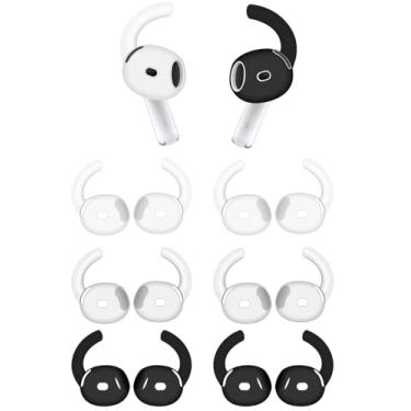 Imagem de ALXCD Gancho esportivo compatível com AirPods 4, 6 pares de ganchos de silicone para substituição de fones de ouvido antiderrapantes, antiperda, compatível com AirPods 4 preto/branco/transparente