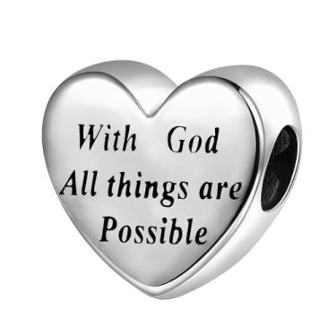 Imagem de QeenseKc Berloque de coração com versículos da Bíblia para pulseira Pandora, Metal, Sem Pedra Preciosa