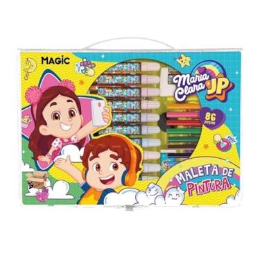 Imagem de KIT Escolar Infantil Maleta Estojo De Pintura - Canetinhas - Aquarela 86 Pçs (86Pç Maria Cl. E JP)