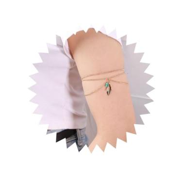 Imagem de Aneneiceera Bracelete Boho superior dourado com pingente de folha de braço pulseiras de braço com borla multicamadas braçadeira punho aberto delicada braçadeira joia para mulheres e meninas