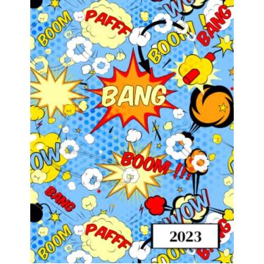 Imagem de 2023: Agenda semainier au format A4 - Année civile (Janvier à Décembre 2023) - Intervalles d'1h (7h-22h) - Contacts, jours fériés, mots de passe, ... - Une semaine sur deux pages