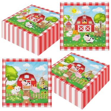 Imagem de Guardanapos de festa de animais de fazenda, guardanapos de papel de feliz aniversário, tema de casa de fazenda, decorações de festa de aniversário