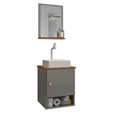 Imagem de Gabinete Banheiro Lima Cuba Tulipa Bco Torneira DL08 Val ABS Cor: Titanium/Nature