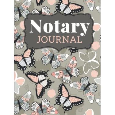 Imagem de Hardcover Notary Journal: 8.5x11 Large Notarial Logbook / With 200 Numbered Pages - Two Records Logs Per Page / 400 Records / Peach White Black ... on Tan / Ledger Book Gift For Signing Agents