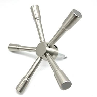 Imagem de YOSEC Alça de Cofre de Arma de 5 Raios com Acabamento Em Aço Inoxidável Niquelado, Serve Na Maioria Dos Cofres de Rifle À Prova de Fogo, Armários de Armas, Cofres de Depósito e Portas de Cofre