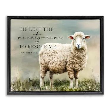 Imagem de Stupell Industries Left The Ninety Nine Proverb Framed Floater Canvas Wall Art Design por Molly Mattin, moldura flutuante preta, 53 x 43 cm