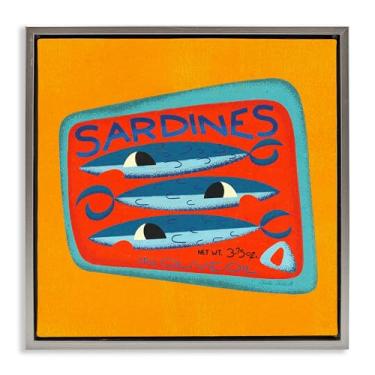 Imagem de Stupell Industries Arte de parede em tela flutuante emoldurada em lata de sardinha em tons brilhantes por Carrie Cantwell, moldura flutuante cinza, 45 x 45 cm