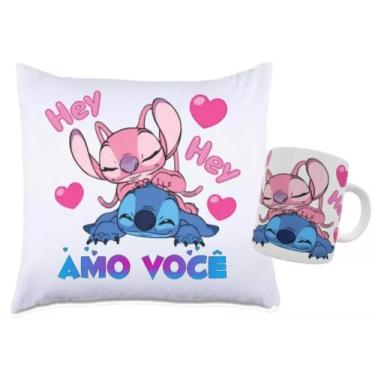 Imagem de Almofada + Caneca Dia Dos Namorados Stitch E Angel 03 - Doces Reccorda
