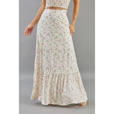 Imagem de Saia Longa Camponesa Estampada Floral com Babado Dialogo-Feminino