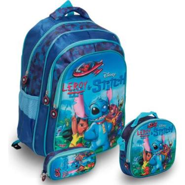 Imagem de Kit Mochila Infantil Masculina Stitch Alto Relevo Reforçada - Plike