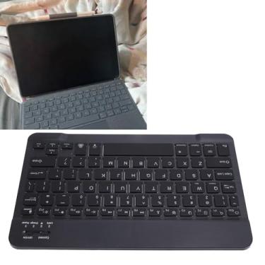 Imagem de Teclado Sem Fio Portátil Ultrafino Com Retroiluminação RGB, Recarregável para Telefone Tablet, Ergonômico de 10 Polegadas, Teclas de Tesoura, Design de Alumínio (Preto)