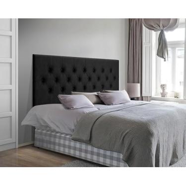 Imagem de Cabeceira Estofada Captonê Suspensa Para Cama Box Casal 1,40 Suede (Preto)