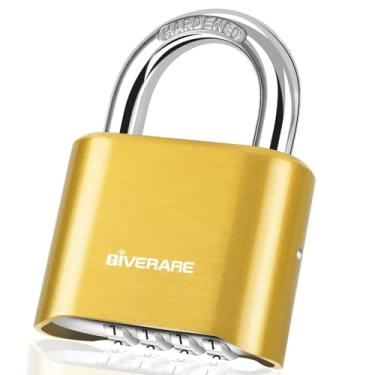 Imagem de Fechadura de combinação de 4 dígitos, cadeado de metal resistente, fechaduras de liga externa com manilha de aço endurecido, cadeados grandes à prova de intempéries de alta segurança para academia,