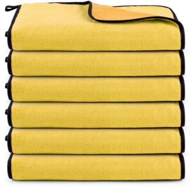 Imagem de Kit 06 Panos Dupla Face Flanela E Microfibra Toalha Limpeza Casa Carro