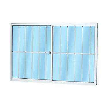 Imagem de Janela de correr de alumínio 2 folhas com grade MGM Soft 100x100cm branco Janela de correr de alumínio 2 folhas com grade Soft 100x100cm branco MGM