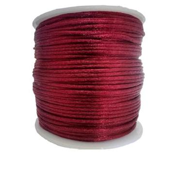 Imagem de Rolo Cordão Fio De Cetim Seda Rabo De Rato 1mm 50m - ArtePunto, Bordô 