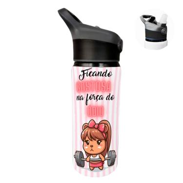 Imagem de Garrafa Squeeze 600ml Capivara Academia Ficando gostosa na força do ódio