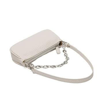 Imagem de Bolsas da moda para mulheres Bolsas femininas de couro PU Bolsas de ombro com corrente Pequena bolsa preta(White)