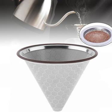 Imagem de Filtro de café reutilizável, filtro de café em cone compatível com Hario V60, Chemex, Ovalware, filtro permanente de café de aço inoxidável, coador de café para filtro e cafeteira Cuisinart