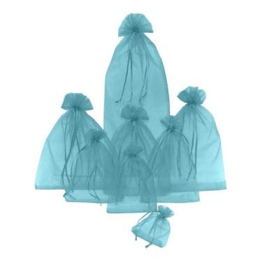 Imagem de Kit Com 150 Saquinhos De Organza 10x15cm - Fitas e Festas, Turquesa