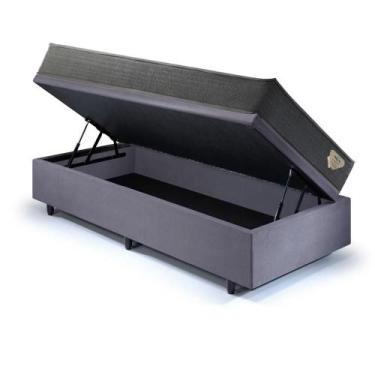 Imagem de Base Box Baú 96x203 Suede Cinza com Colchão Adapto Molas Ensacadas - C