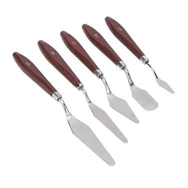 Imagem de Espátula de Silicone, Espátula 5 Pcs Pcs Cera Espátulas Aço Inoxidável e Alça de Tronco para Gelo e Decoração de Bolo, Com Vários Tamanhos