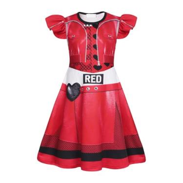 Imagem de WonderBabe Girls Red Costume from Descendants 4 Descendants Dress Kids Rise Red Cosplay Cartoon Movie Halloween Birthday Party Outfits size 7-8 Years