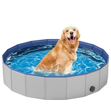 Imagem de Piscina para cães médios, piscina de plástico para cães, banheira portátil, piscina dobrável (101 x 30 cm)