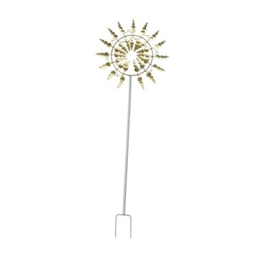 Imagem de WeiLaiKeQi Metal Windmill Garden Decoração de vento multifuncional com estaca Arte de exibição ao ar livre 30x96.5cm Escultura de quintal, Dourado