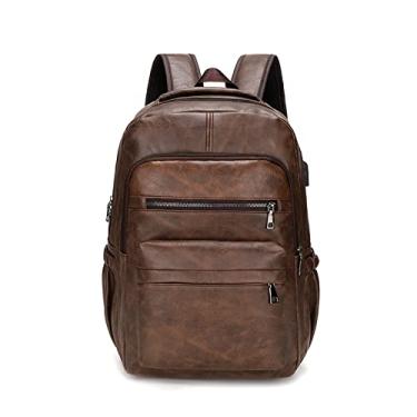 Imagem de Mochila de qualidade para homens Mochila de couro Mochila grande para laptop Mochila escolar masculina para meninos(Dark Brown)