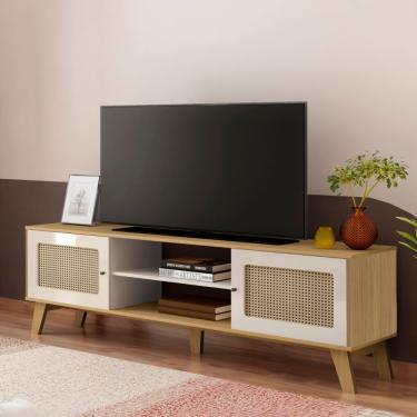 Imagem de Rack para TV Até 75 Polegadas Charlotte 2 Portas Carvalho/Off White - Artely Móveis