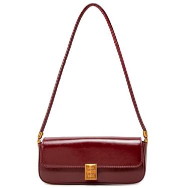 Imagem de Ansseng Bolsa de ombro feminina, mini bolsa retrô, bolsa clutch pequena bordô para uso diário, Borgonha