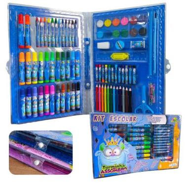 Imagem de Kit Escolar 94 peças Turminha do Assombro Maleta Tinta Apontador Borra