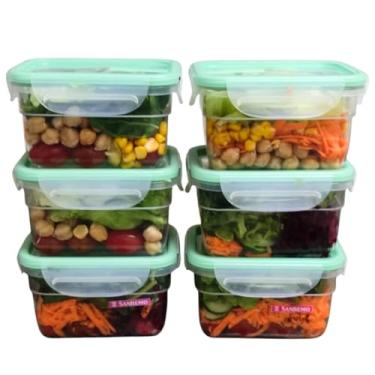 Imagem de Potes Plásticos Herméticos com Trava e Borracha Integrada, Kit 6 Peças, 537ml Sanremo Freshy-Livre de BPA -Microondas e Frezzes