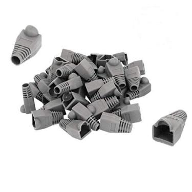 Imagem de 100 peças de conector de rede Ethernet RJ45, capa de plugue de plástico macio CAT6 CAT5 CAT5E CAT6a, Cinza