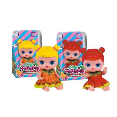 Imagem de Kit Brinquedo Infantil Bonecas Coleção Frutinhas Morango Abacaxi Blist