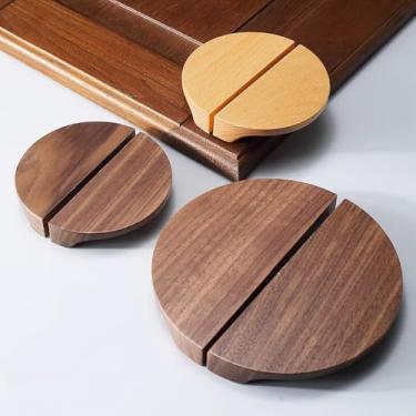 Imagem de Armário de cozinha de madeira e puxador de armazenamento Armário Acessórios de cozinha Armário Armário Armário Móveis Puxadores Gavetas de quarto Hardwar, Nogueira, Distância do furo 64mm