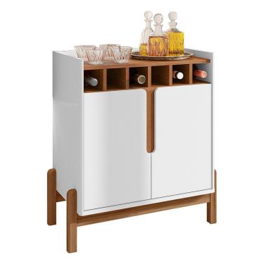 Imagem de Aparador Barzinho Lizz com Adega 2 Portas - Casa D Branco/Cedro