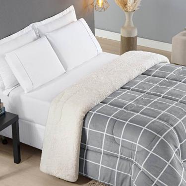 Imagem de Edredom Coberdrom Austim Solteiro Sherpa E Manta - Cinza