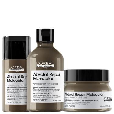 Imagem de Kit LOréal Molecular Sh 300ml + Masc 250ml + Leave-in 100ml