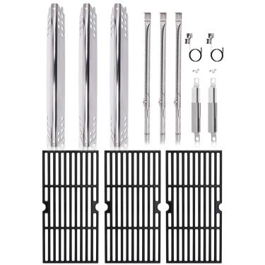 Imagem de Hiorucet Peças de reposição para grelha Charbroil 3 queimadores 463343015, 463335115, 463370015, grelhas de cozinha, placa de calor, queimador, tubo de ignição e crossover para peças de grelha