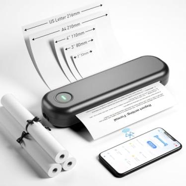 Imagem de Bisofice Impressora térmica portátil A4 sem fio e conexão USB com computador móvel 50 mm/56 mm/77 mm/107 mm/210 mm/216 mm (5.1 cm/7.6 cm/10.2 cm/20.3 cm/21.6 cm) tamanho de papel carta A5 dos EUA para