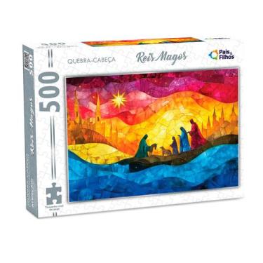 Imagem de Quebra cabeça 500 peças colorido puzzle tema reis magos - PAIS & FILHO