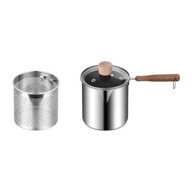 Imagem de WeiLaiKeQi Fritar panela de fritadeira de profundidade com tampa 304 suprimentos de cozinha em aço inoxidável com filtro, Style a