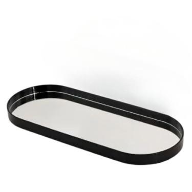 Imagem de Bandeja Espelhada Lavabo Bandeja Decorativa Multiuso Banheiro(Oval - Preto)