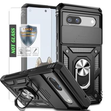 Imagem de AYMECL Capa para Google Pixel 7A com capa para lente da câmera, protetor de tela HD, proteção contra quedas de nível militar, suporte de anel magnético, capa protetora para celular para Google Pixel