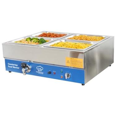 Imagem de TOPKITCH Aquecedor De Alimentos Comercial Com 4 Panelas, Mesa De Vapor Elétrica Para Buffet, Banho-Maria, De Aço Inoxidável, Para Catering E Restaurantes (4 Panelas Gn De 1/2", 120 V/1700 Watts)