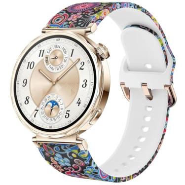 Imagem de DEALELE Pulseiras femininas compatíveis com Huawei Watch GT5 Pro de 42 mm/GT5/GT4 41 mm/Garmin Venu 3S/Forerunner 265S/Fossil Gen 6, pulseira feminina de silicone com estampa macia de 18 mm, água-viva