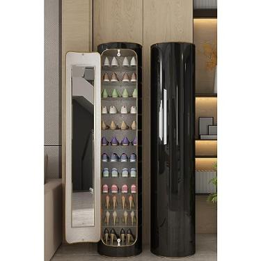 Imagem de WYUYIWH Sapateira redonda alta giratória de 360°, prateleira vertical para sapatos para pequenos espaços, organizador de sapatos para entrada, corredor, organizador de sapatos, armazenamento de